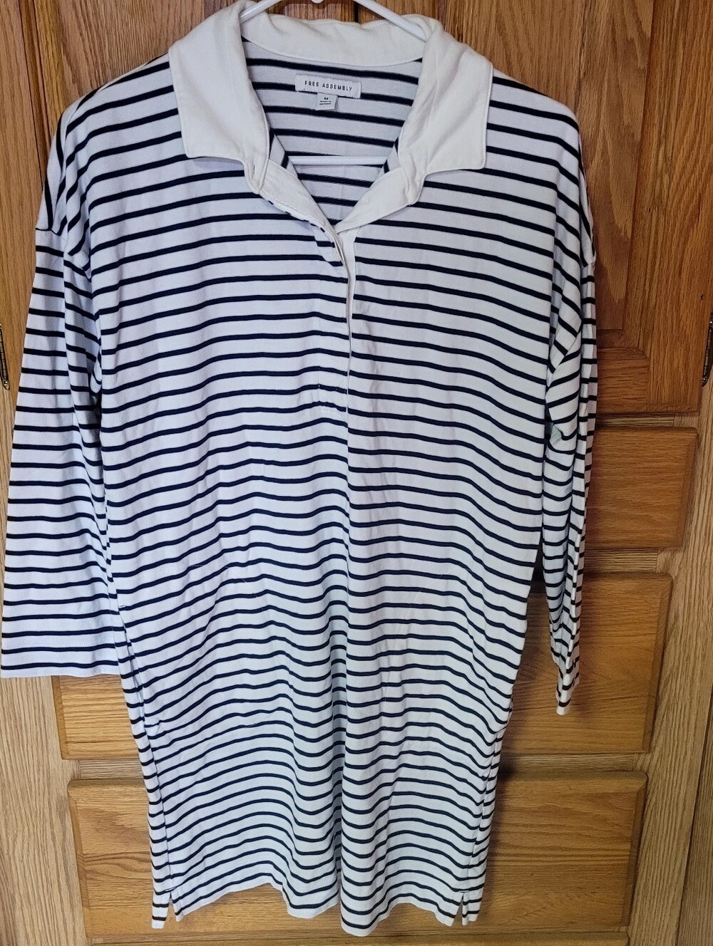 Free Assembly Striped T-shirt Dress, 100% Cotton, Pockets, Size M